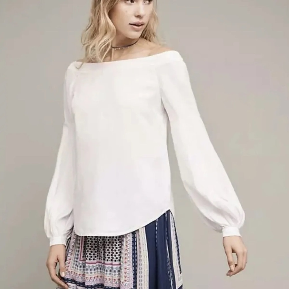 Floreat by Anthropologie Women’s Mazza Off The Shoulder White Blouse Size 6 Top